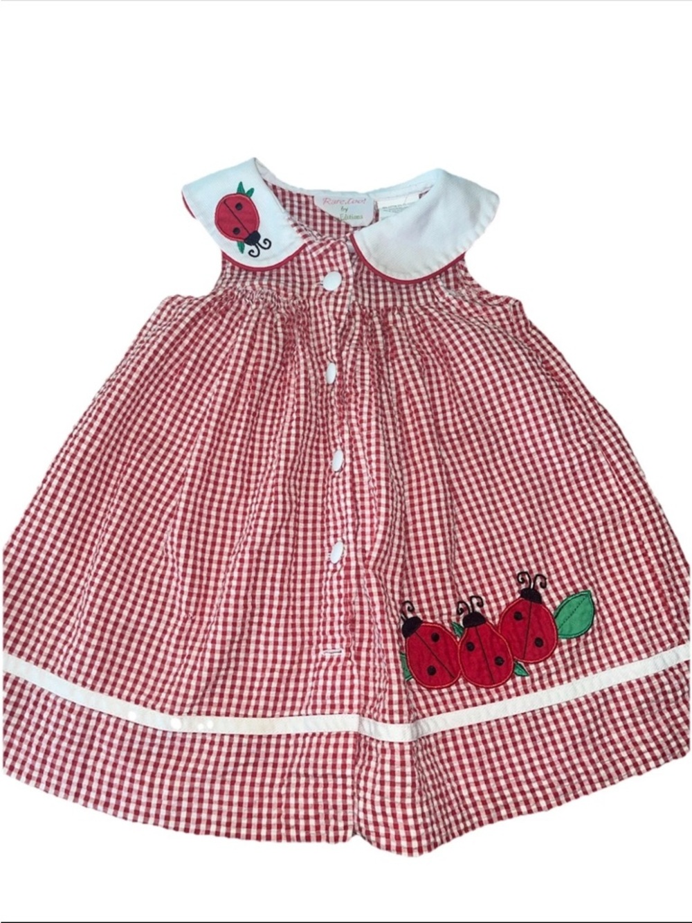 Vintage Y2K Ladybug Seersucker Dress Size 2t Rare Too By Rare Editions